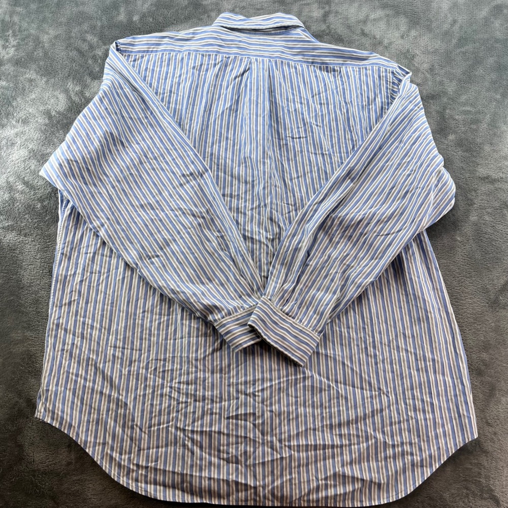 Polo Ralph Lauren Mens XL Classic Fit Blue White Stripe Button Down Shirt Cotton - Picture 6 of 6